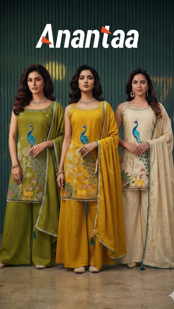 Three_Color_Indo_Western_Short_Top_Palazzo_Set_With_Peacock_Embroidery_Designer_Festive_Wedding_And_Contemporary_Ethnic_Wear_Outfit