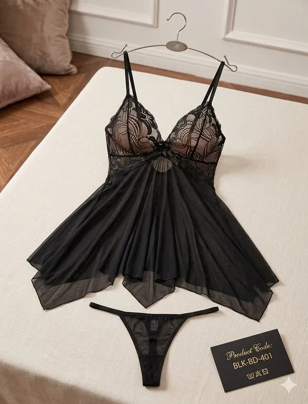 Black_Satin_Premium_And_Fancy_Design_Babydoll_Lingerie_Set_For_Women