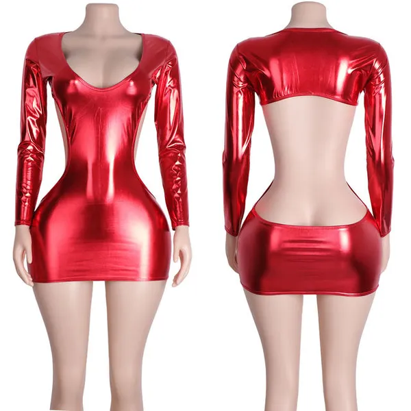 Metallic_Red_Satin_Premium_And_Fancy_Design_Bodycon_Mini_Dress_For_Women