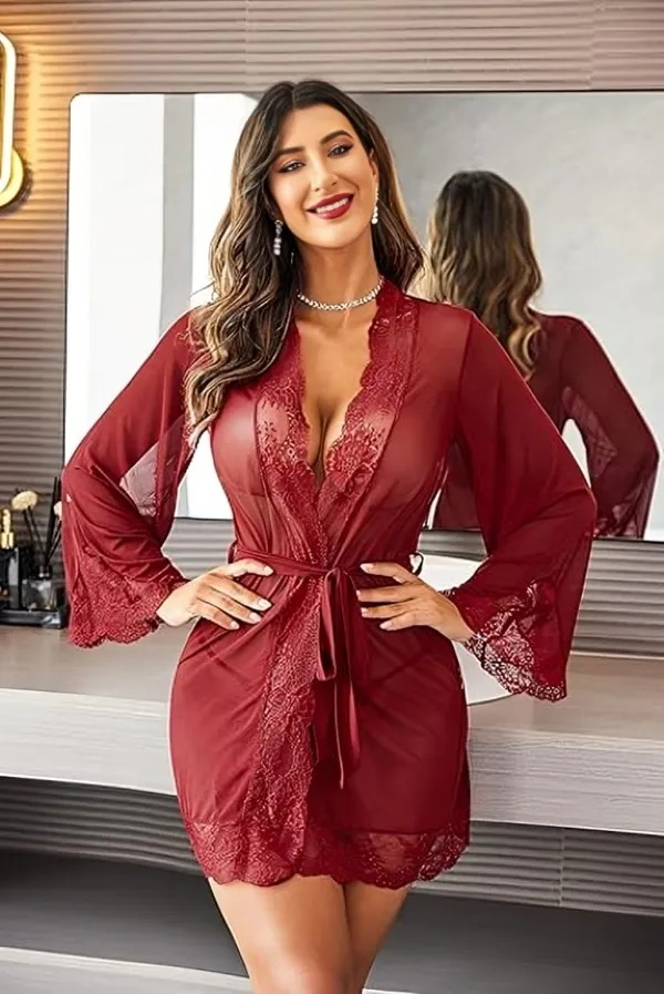 Burgundy_Red_Satin_Premium_And_Fancy_Design_Robe_For_Women