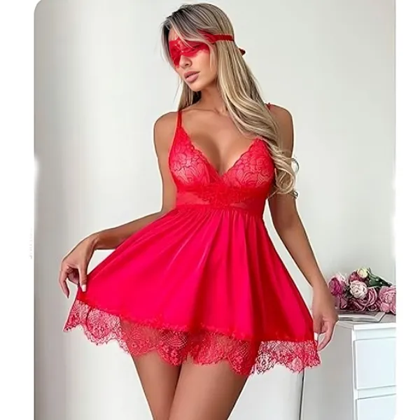 Red_Satin_Premium_And_Fancy_Design_Babydoll_Nightdress_For_Women
