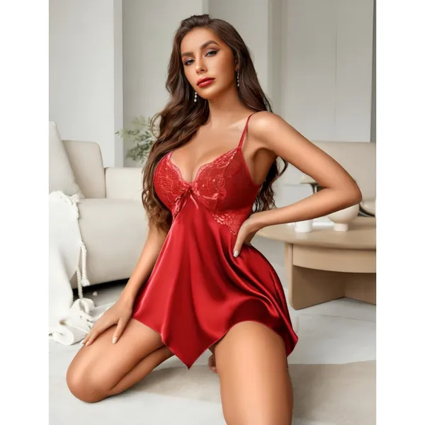 Red_Satin_Premium_And_Fancy_Design_Babydoll_Lingerie_Dress_For_Women