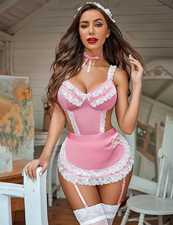 Pink_Satin_Premium_And_Fancy_Design_Roleplay_Costume_Lingerie_Set_For_Women