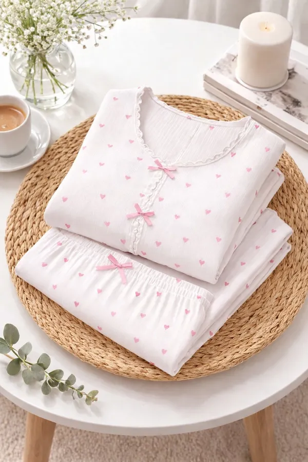 White_And_Pink_Satin_Premium_And_Fancy_Design_Crop_Top_And_Pajama_Set_For_Women