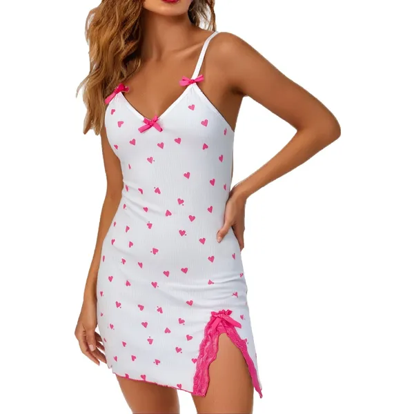 White_And_Pink_Satin_Premium_And_Fancy_Design_Nightdress_For_Women