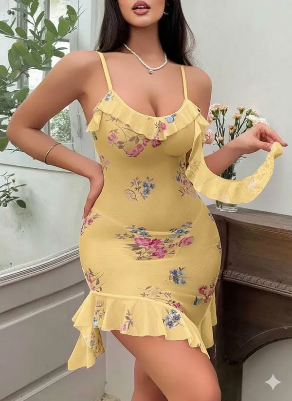 Yellow_Satin_Premium_And_Fancy_Design_Bodycon_Dress_For_Women