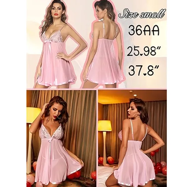 Pink_Satin_Premium_And_Fancy_Design_Babydoll_Nightwear_For_Women