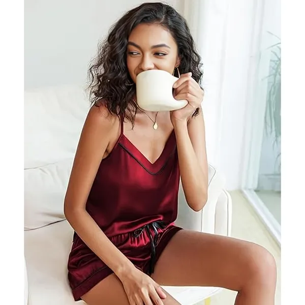 Burgundy_Satin_Premium_And_Fancy_Design_Cami_Top_And_Shorts_Set_For_Women