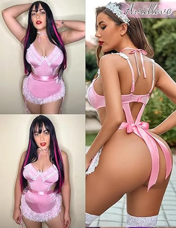 Pink_Satin_Premium_And_Fancy_Design_Roleplay_Costume_Lingerie_Set_For_Women