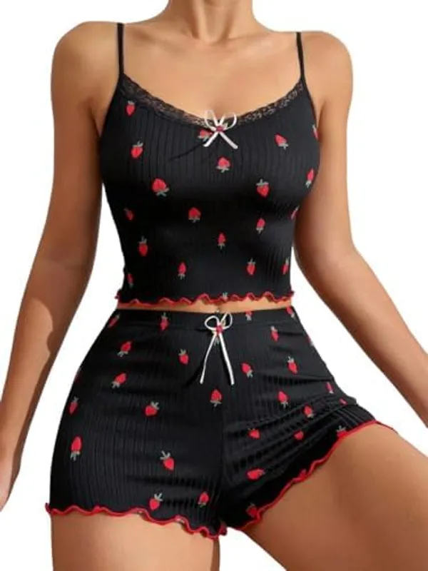 Black_Satin_Premium_And_Fancy_Design_Cami_Top_And_Shorts_Set_For_Women