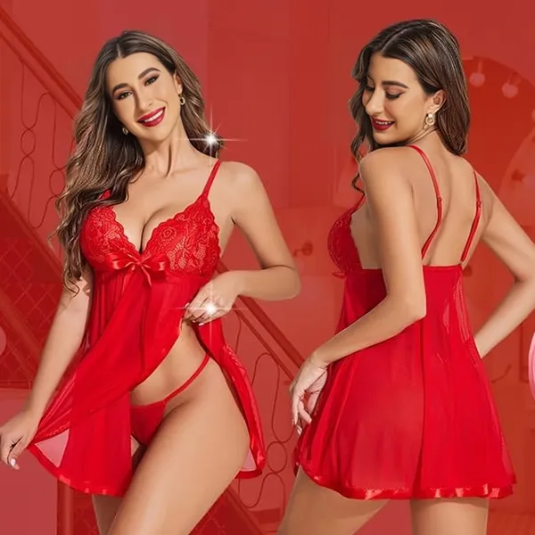 Red_Satin_Premium_And_Fancy_Design_Babydoll_Lingerie_Set_For_Women