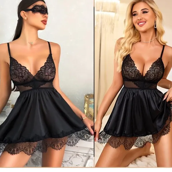 Black_Satin_Premium_And_Fancy_Design_Babydoll_Lingerie_Set_For_Women