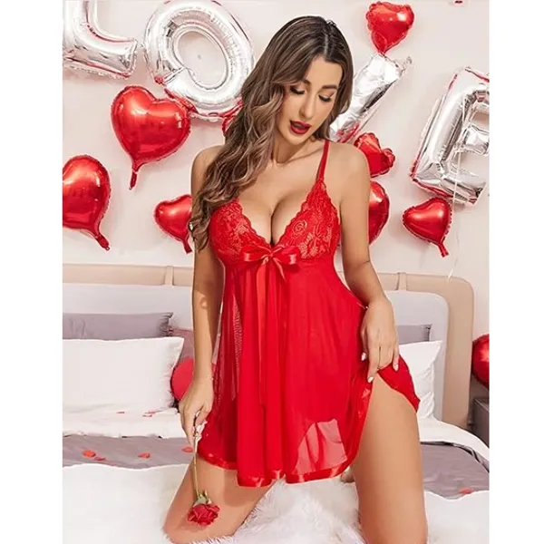 Red_Satin_Premium_And_Fancy_Design_Babydoll_Lingerie_Set_For_Women