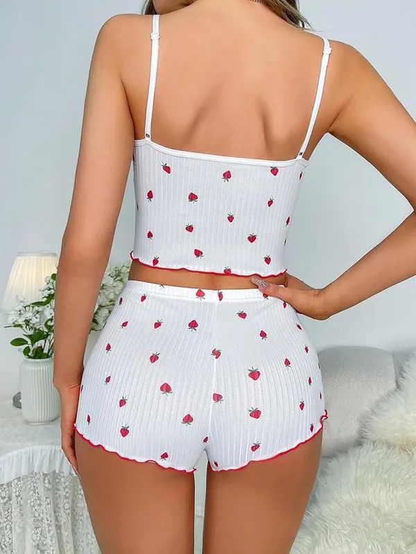 White_Satin_Premium_And_Fancy_Design_Cami_Top_And_Shorts_Set_For_Women