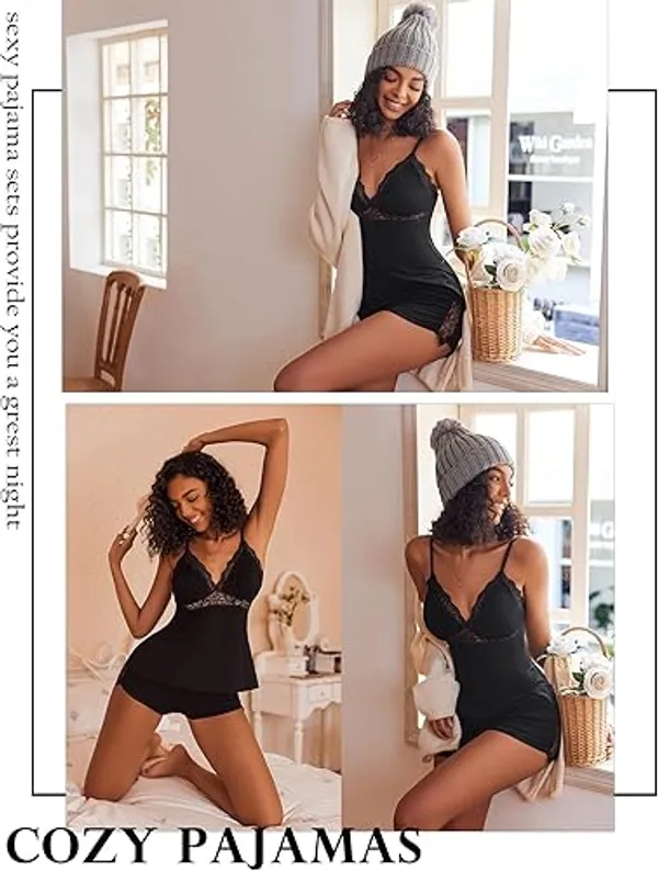 Black_Satin_Premium_And_Fancy_Design_Camisole_And_Shorts_Set_For_Women