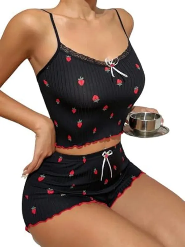Black_Satin_Premium_And_Fancy_Design_Cami_Top_And_Shorts_Set_For_Women
