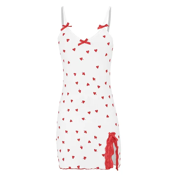 White_And_Red_Satin_Premium_And_Fancy_Design_Slip_Dress_For_Women