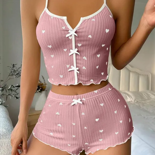 Pink_Satin_Premium_And_Fancy_Design_Camisole_And_Shorts_Set_For_Women