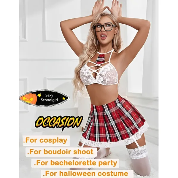White_And_Red_Satin_Premium_And_Fancy_Design_Lingerie_Costume_Set_For_Women