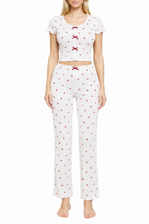 White_And_Red_Satin_Premium_And_Fancy_Design_Crop_Top_And_Pajama_Set_For_Women