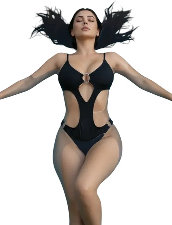 Black_Satin_Premium_And_Fancy_Design_One-Piece_Swimsuit_For_Women