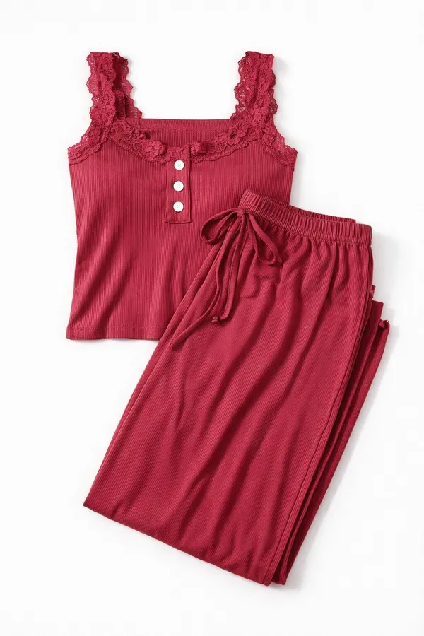 Maroon_Satin_Premium_And_Fancy_Design_Sleepwear_Set_For_Women