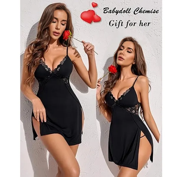 Black_Satin_Premium_And_Fancy_Design_Slip_Nightdress_For_Women