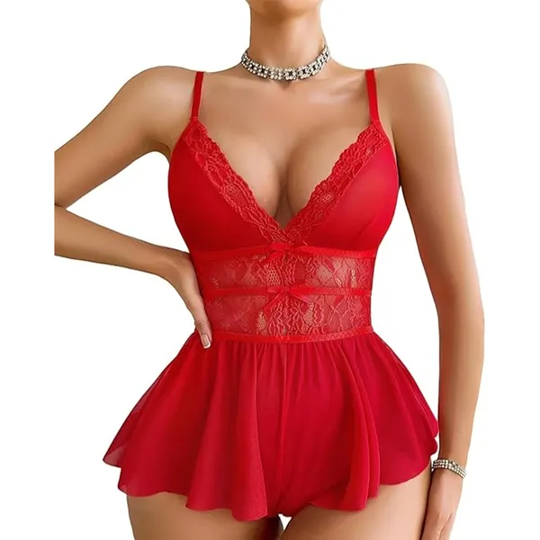 Red_Satin_Premium_And_Fancy_Design_Babydoll_Lingerie_Set_For_Women