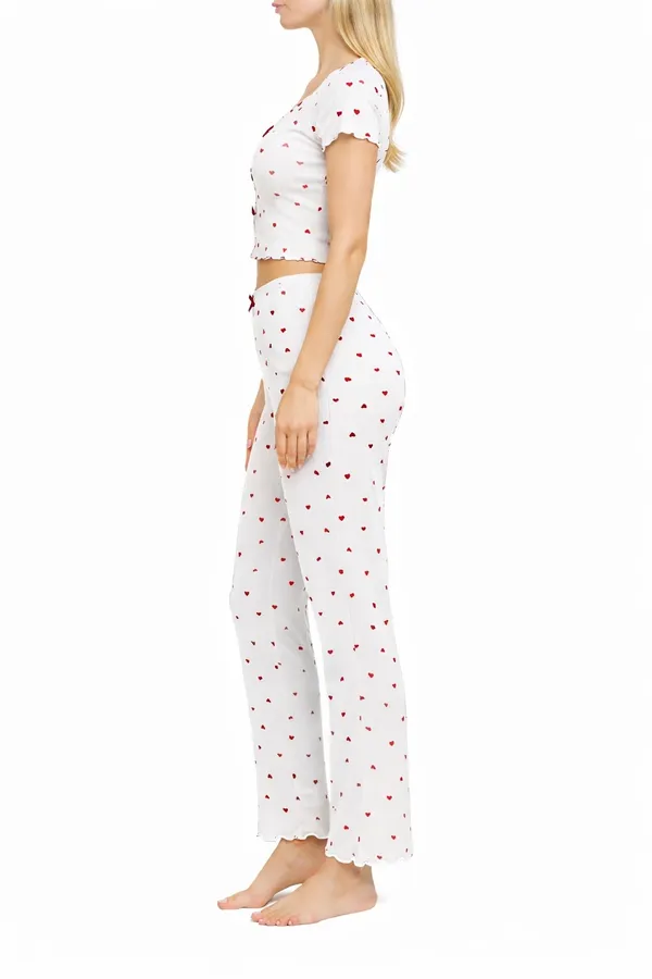 White_And_Red_Satin_Premium_And_Fancy_Design_Crop_Top_And_Pajama_Set_For_Women