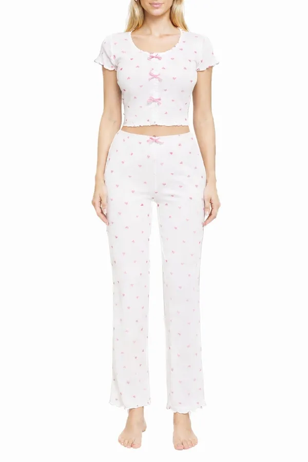 White_And_Pink_Satin_Premium_And_Fancy_Design_Crop_Top_And_Pajama_Set_For_Women