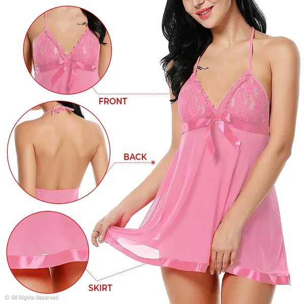 Pink_Satin_Premium_And_Fancy_Design_Babydoll_Nightwear_For_Women