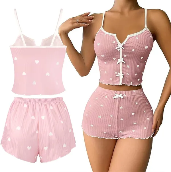 Pink_Satin_Premium_And_Fancy_Design_Camisole_And_Shorts_Set_For_Women