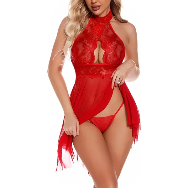 Red_Satin_Premium_And_Fancy_Design_Bodysuit_With_Skirt_Overlay_For_Women