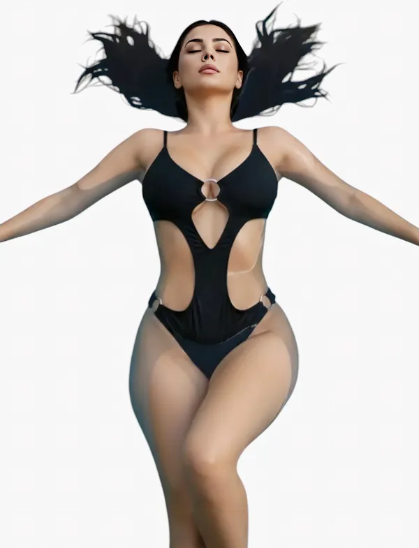 Black_Satin_Premium_And_Fancy_Design_One-Piece_Swimsuit_For_Women