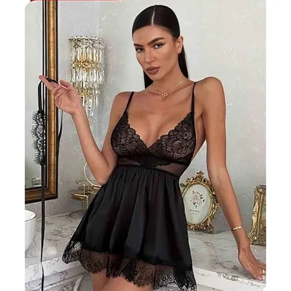 Black_Satin_Premium_And_Fancy_Design_Babydoll_Lingerie_Set_For_Women