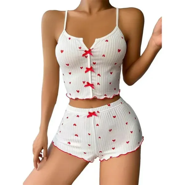 White_Satin_Premium_And_Fancy_Design_Cami_Top_And_Shorts_Set_For_Women