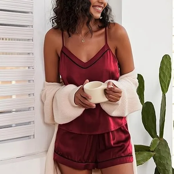 Burgundy_Satin_Premium_And_Fancy_Design_Cami_Top_And_Shorts_Set_For_Women