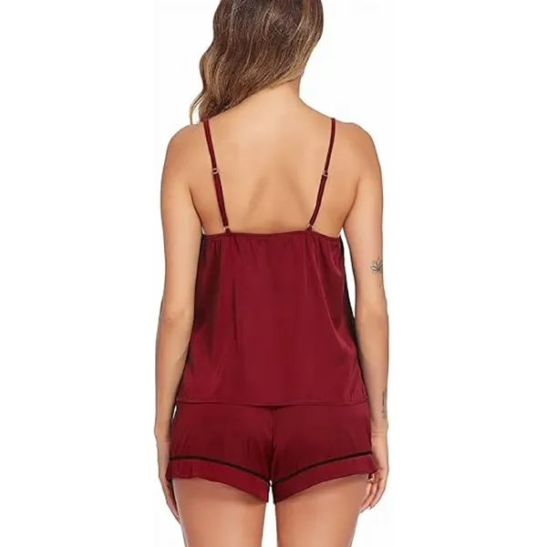 Burgundy_Satin_Premium_And_Fancy_Design_Cami_Top_And_Shorts_Set_For_Women