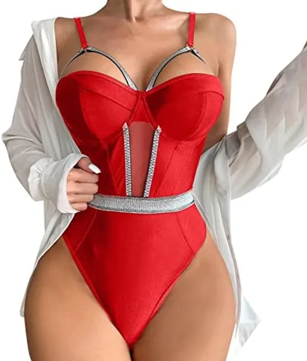 Red_Satin_Premium_And_Fancy_Design_One-Piece_Swimsuit_For_Women