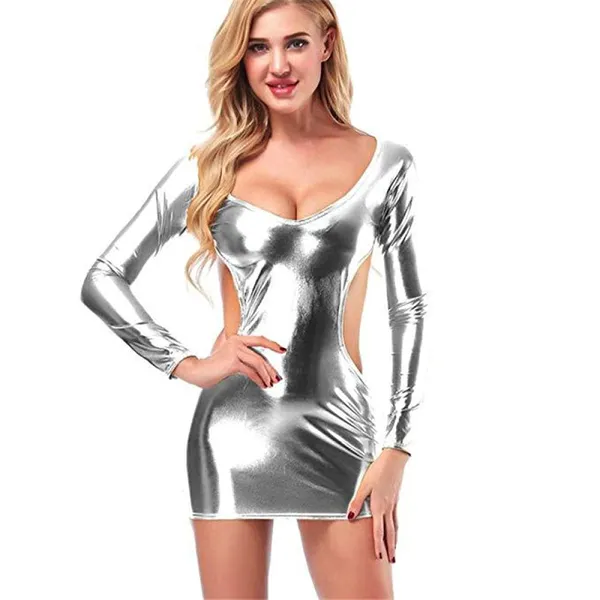 Metallic_Silver_Satin_Premium_And_Fancy_Design_Bodycon_Dress_For_Women