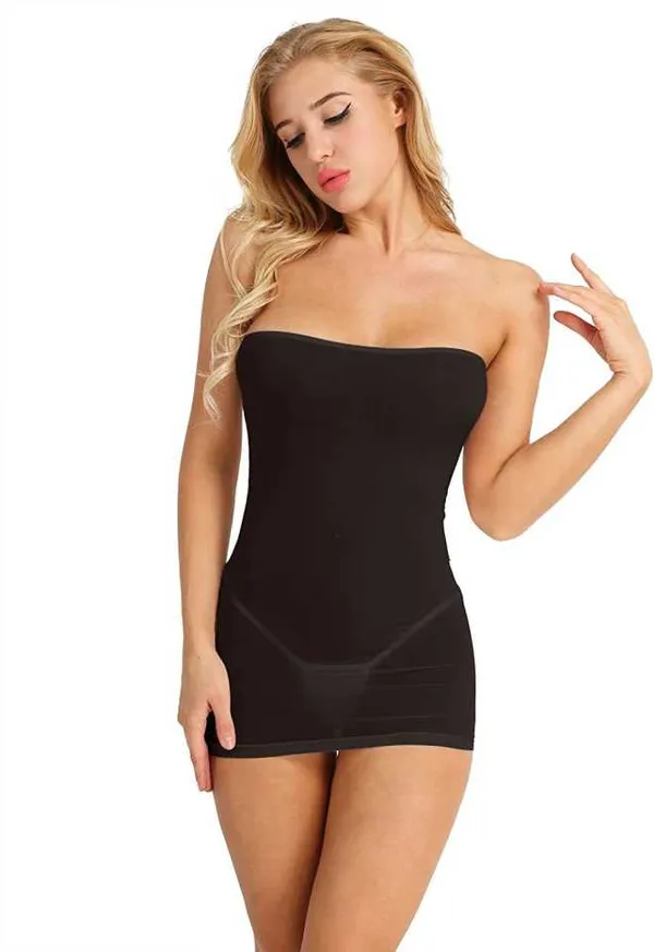Black_Satin_Premium_And_Fancy_Design_Body_Shaper_Mini_Dress_For_Women
