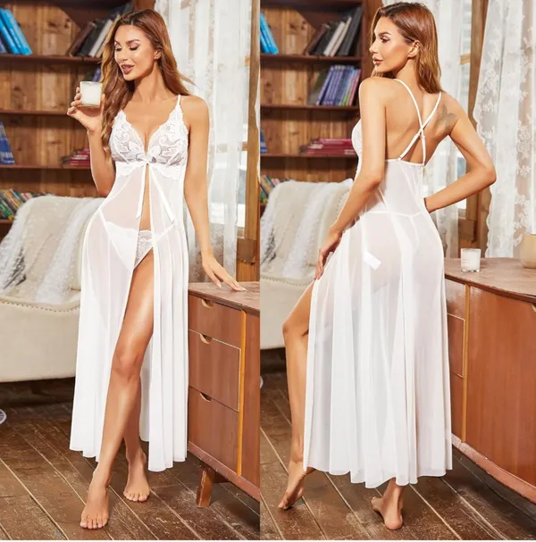 White_Satin_Premium_And_Fancy_Design_Nightgown_For_Women