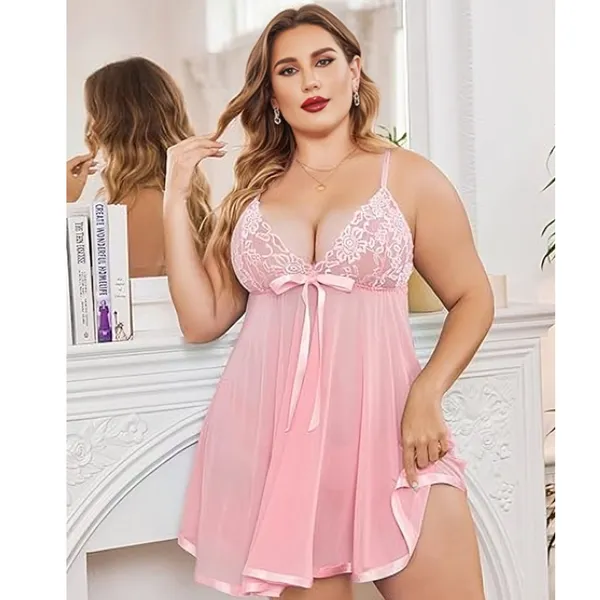 Pink_Satin_Premium_And_Fancy_Design_Babydoll_Nightwear_For_Women