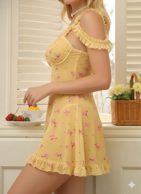 Yellow_Satin_Premium_And_Fancy_Design_Mini_Dress_For_Women