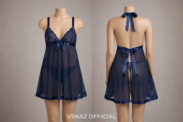 Navy_Blue_Satin_Premium_And_Fancy_Design_Babydoll_Dress_For_Women
