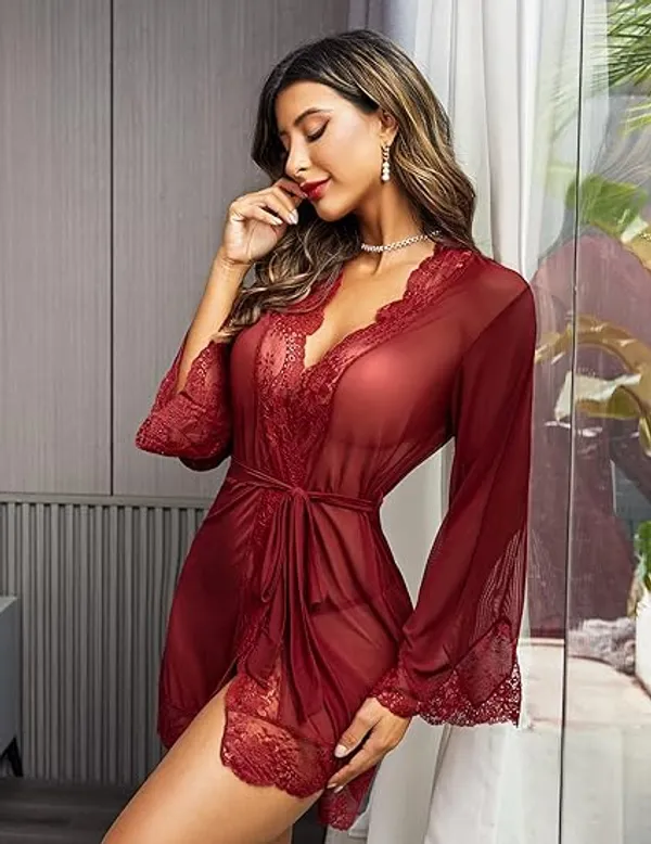 Burgundy_Red_Satin_Premium_And_Fancy_Design_Robe_For_Women