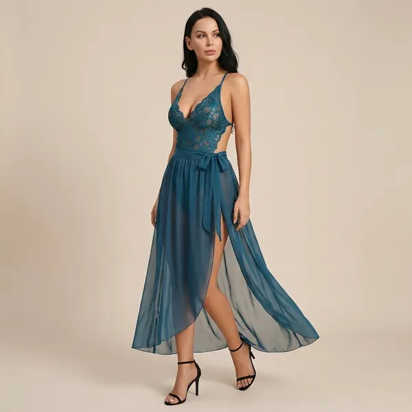 Teal_Blue_Satin_Premium_And_Fancy_Design_Nightdress_For_Women