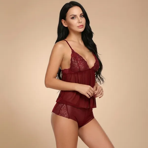 Burgundy_Satin_Premium_And_Fancy_Design_Lingerie_Set_For_Women