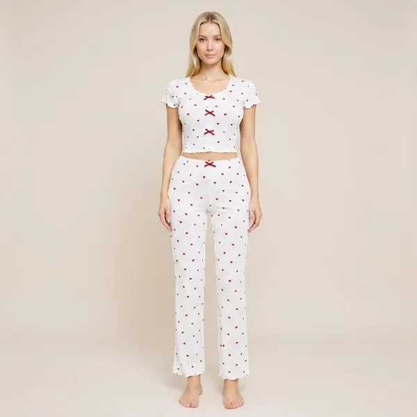 White_And_Red_Satin_Premium_And_Fancy_Design_Crop_Top_And_Pajama_Set_For_Women