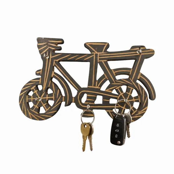 Acacia_Wood_Bicycle_Silhouette_Wall_Mounted_Key_Holder_5_Hooks_-_Pack_of_2